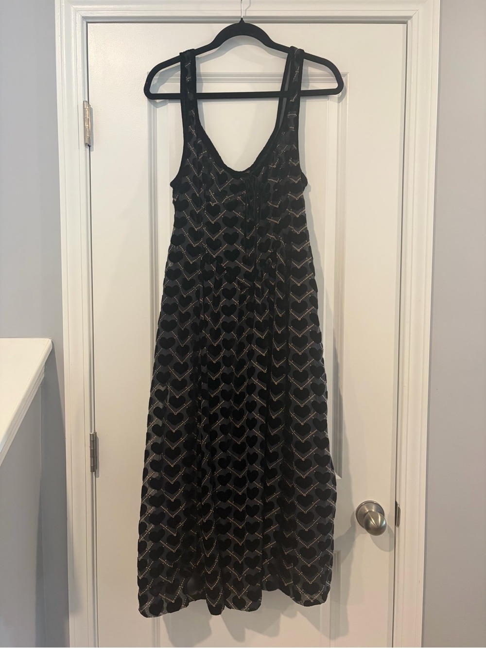 Free People Black Velvet Chevron Midi Dress - Picture 5 of 8